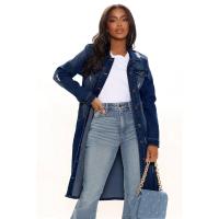 Nueva Llegada Chaqueta De Larga Manga Completa De Algodón Y Vaquera Para Mujer Abrigo De Trench Cardigan Capa De Jean Estilo High Street Otoño/Invierno - details 6