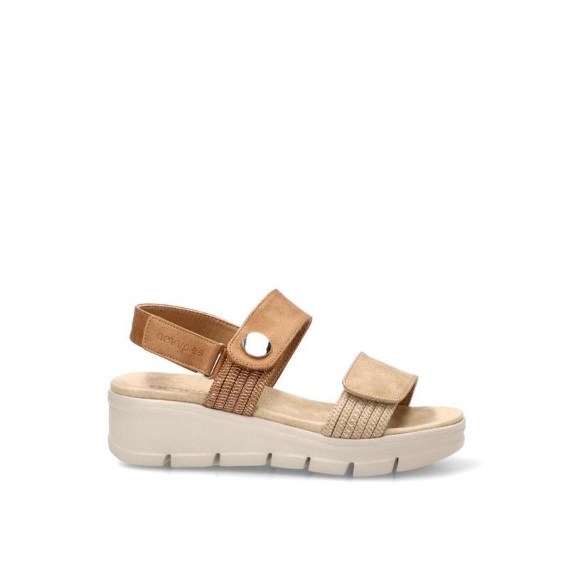 Sandalia Cómodas Amarpies - Mujer - Cuña Media - Modelo Abz30135 - Color Cuero