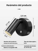 2Pcs Luz De Pared LED Magnética Recargable USB Luz De Lectura Sin Cable Para Dormitorio Luz De Noche Para Cama Moderna Y Elegante - details 12
