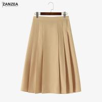 ZANZEA Falda Elegante Para Mujer Verano Largo De Color Sólido Plisado Casual Vestidos De Fiesta Streetwear Talla S-2XL - details 8