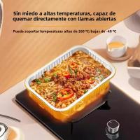 Caja De Almuerzo De Aluminio Desechable 1/10pcs Color Dorado Sellado Empaque De Comida Para Llevar Resistente a La Humedad Y Grasa Con Tapa Para Cocina Y Uso Comercial - details 2