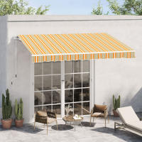 Outsunny Toldo Retráctil con Manivela Toldo de 300x250cm con Brazo Articulado de Aluminio y Poliéster 280g/m² Rayas Naranja Beige y Blanco - details 2