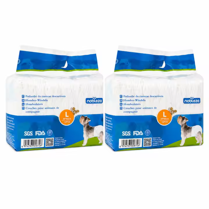 Pañales absorbentes desechables para perras, varias tallas, pack de 12 unidades - 1