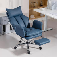 HOMCOM Silla de Escritorio con Reposapiés, Silla de Oficina Giratoria, con Respaldo Reclinable y Alto, Acolchado Grueso, Tapizada en Cuero Sintético, Soporte Lumbar, Altura Ajustable, Ruedas - details 1