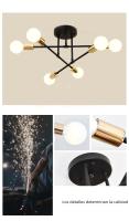 Lámpara De Techo Vintage Pendente Con Base E27 De 6 Cabezas En Negro/Blanco/Oro Para Sala De Estar Moderna Y Sencilla LED - details 3