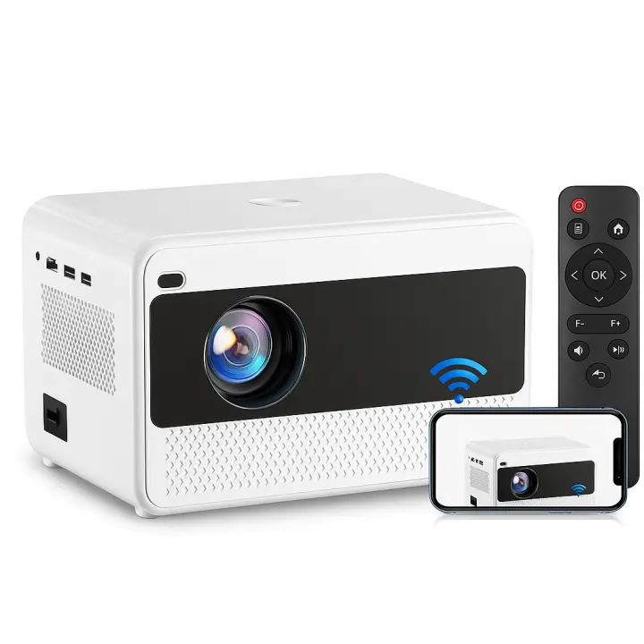 Proyector Portatil, Proyector 1080P Nativo con WiFi y Bluetooth, 16000 Lúmenes Proyectores Cine en Casa Soporte Zoom Eléctrico Enfoque para iOS y Android HDMI/USB/TV Stick/PS5/Laptop - 1