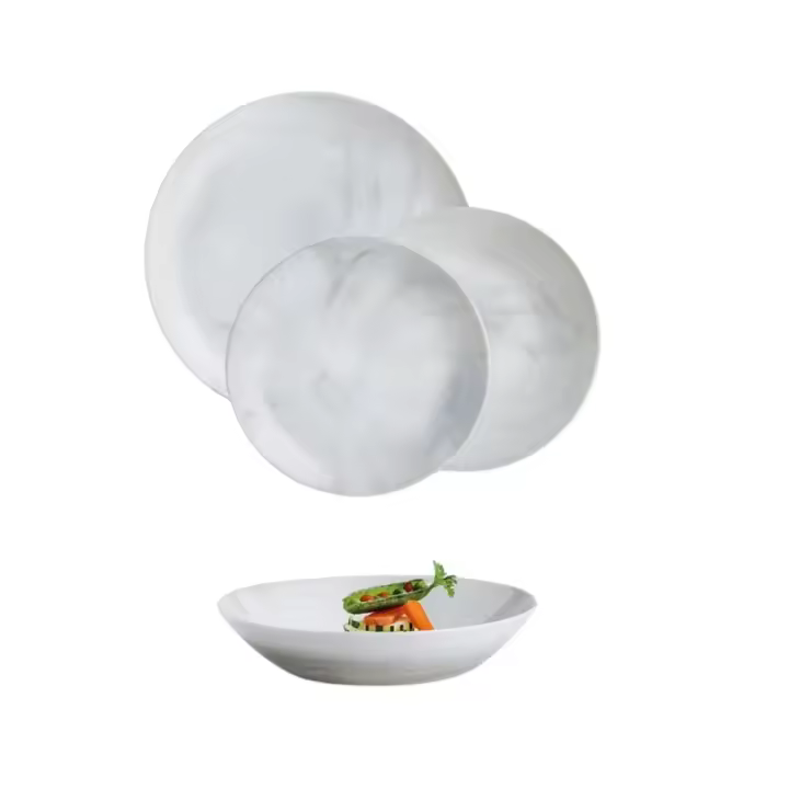 Vajilla Diwali Grant Marb Luminarc 18 piezas 6 servicios vidrio opal gris - 1