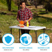 Lifetime - Mesa plegable portátil ajustable, altura regulable 61-91,5 cm, máx. 340 kg, superficie resistente a manchas y rayos UV, estructura de acero, polietileno, color blanco, exterior, fácil almacenaje - details 3