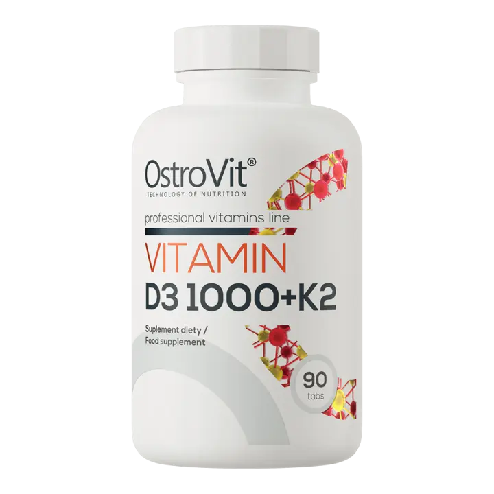 OstroVit Vitamina D3 1000 UI + K2 MK-7 90 Comprimidos Alta Absorción 3 Meses de Suplementación Olympus Sport Nutrition Suplemento Bienestar - 1