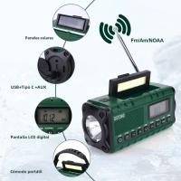 Radio De Emergencia Portátil 10000mAh Con Solar Y Manivela LED Flashlight Power Bank Recargable AM FM NOAA Weather Radio Cargador USB - details 35