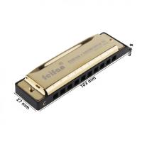 Harmonica De 10 Agujeros Y 20 Tonos En Mate Oro / Negro Para Blues Harpa Orquesta De Acero Inoxidable Instrumento Musical Para Principiantes - details 8