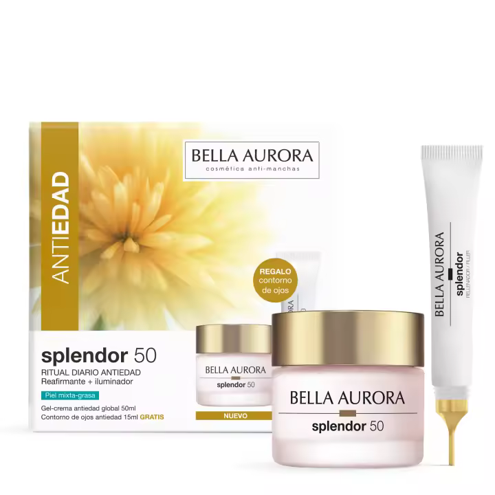 Pack Splendor 50 · Ritual Diario Antiedad Reafirmante e Iluminador para Piel Mixta-Grasa | Gel-Crema Antiedad Global + Contorno de Ojos | Reduce Arrugas, Efecto Lifting e Hidratación | 50 ml + 15 ml - 1