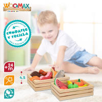 WOOMAX - Set 2 cajas con comida, de madera, contiene 13 piezas, mulso de pollo, pescado, salchicha, gamba, hamburguesa, filete, juguete infantil, educativo, +24 meses - details 3