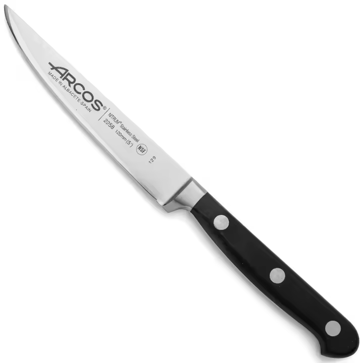 ARCOS Opera - Cuchillo Chuletero (120 mm) - Acero Inoxidable Forjado Nitrum® - Mango Negro de Polioximetileno (POM) - 225800 - 1