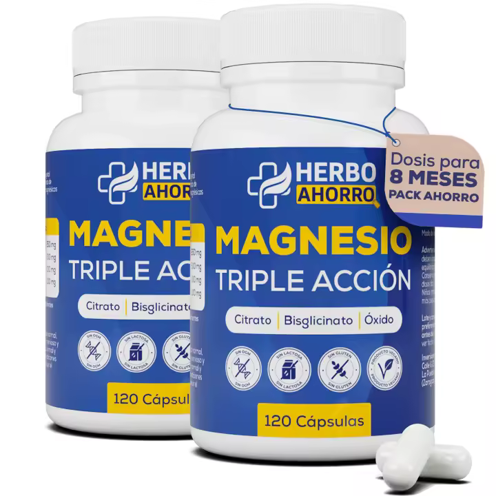 Magnesio Complex - Citrato, Bisglicinato y Óxido de Magnesio Triple - Alta Absorción - 120 cápsulas - 1