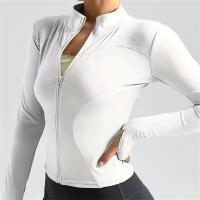 Chaqueta Deportiva De Cierre De Cremallera Para Mujer Manga Larga Fitness Running Yoga Secado Rápido Top Sólido Casual - details 8