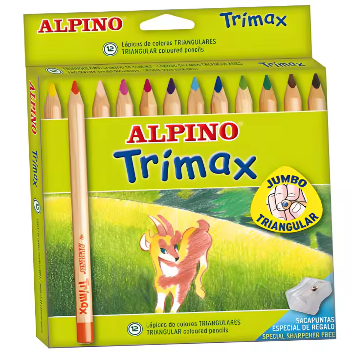 Estuche carton 12 unidades lapices triangulares 5,4mm. colores surtidos alpino al000113 - 1