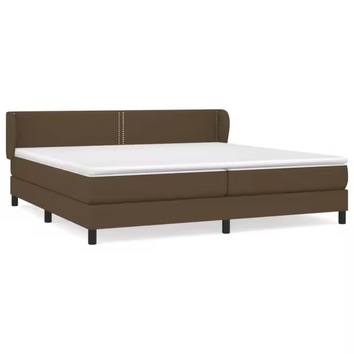 vidaXL Cama box spring con colchón tela marrón oscuro 200x200 cm - 1