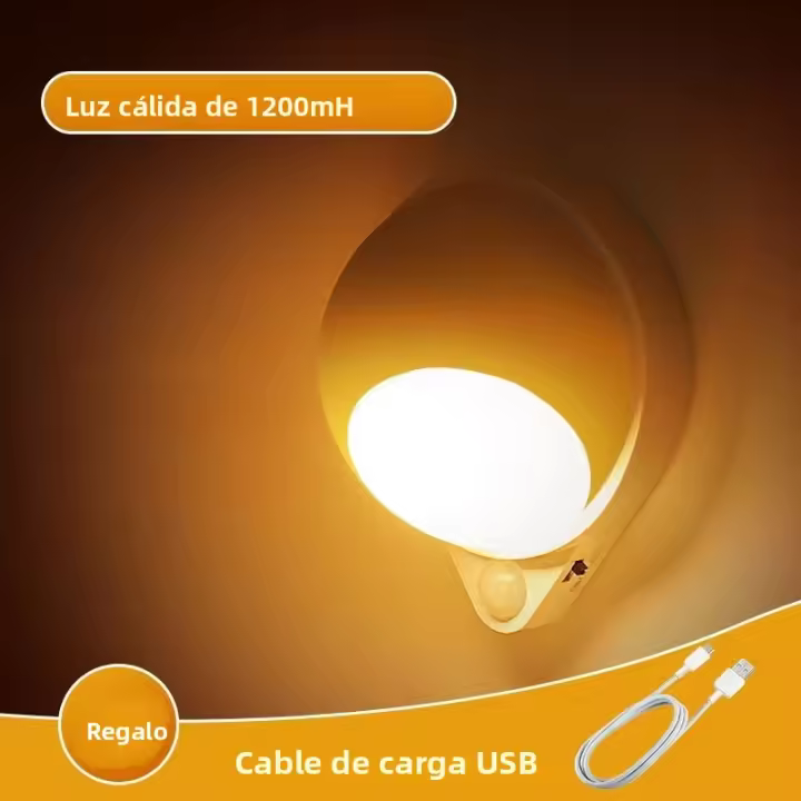 Luz De Noche LED Con Sensor De Movimiento 360° Rotación Recargable Por USB Para Casa Lámpara De Pared Armario Corredor - 1