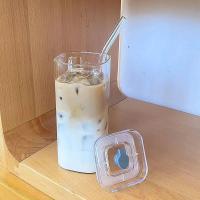 2PCS Vaso De Café Cuadrado Resistente Al Calor Con Tapa Y Pajita Para Leche Y Jugo Vidrio Transparente Para Hogar Y Barra De Bebidas Ecológicas - details 6