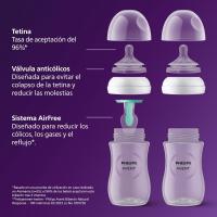 Philips Avent Set Pack 4 Biberones con Sistema AirFree (2 Biberones 125ml + 2 Biberones 260ml), Regalo para Recién Nacidos, Enganche Natural, sin BPA, Reduce los Cólicos, Incluye Chupete Ultra Soft y Escobilla, de 0-12 Meses - details 3