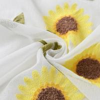 Cortina con bordado de girasoles del sudeste asiático para ventana de casa, para dormitorio, sala de estar, con acabado que bloquea la luz, con perforación blanca (1 pieza) - details 2