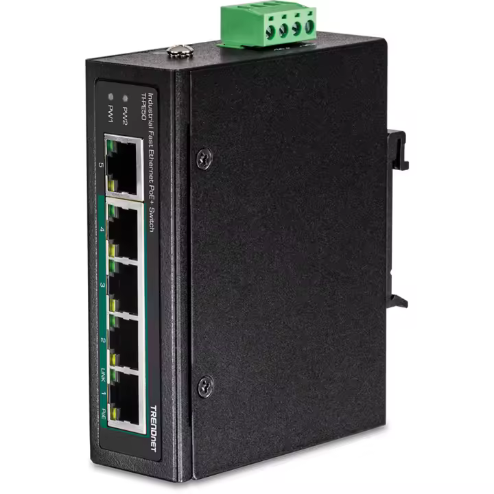 Trendnet TI-PE50 switch No administrado Fast Ethernet (10/100) Negro Energía sobre Ethernet (PoE) - 1