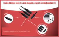 Banner - Cable de audio estereo 3x Jack 3.5mm hembra a 3.5mm