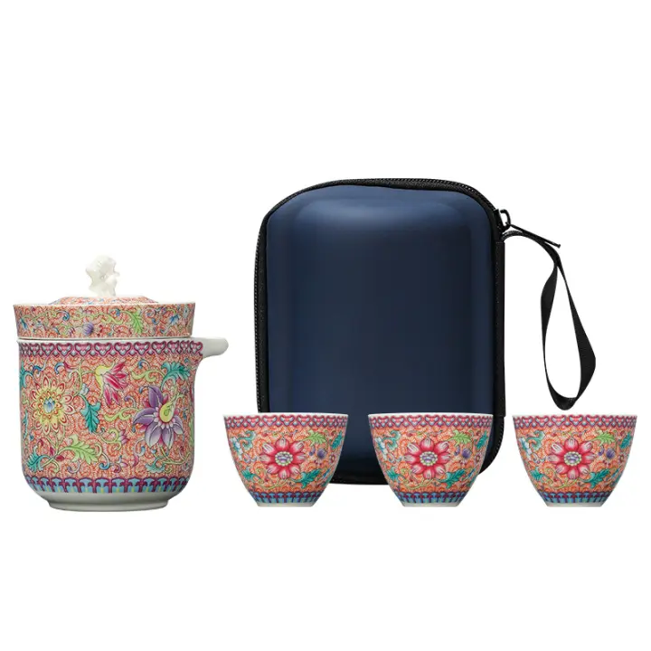 Juego De Té Portátil De Lujo Para Viajes 4 Piezas Incluye Taza De Té Y Tazas Para Invitados Kung Fu Teapot Set Para Exteriores - 1