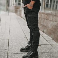 Jeans Elásticos Para Hombre En Denim Con Varios Bolsillos Estilo Casual Slim Fit mid Waist Pantalones De Ropa Diaria Cargo - details 9