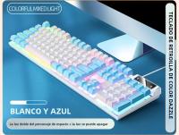Teclado Gaming K500 Con Keycaps Blanco Y Rosa Mezclados 104 Teclas Cableado Para Laptop PC Estilo Mécanico Interfaz USB - details 9