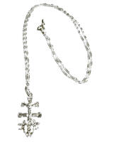 Collar Colgante Cruz de Caravaca Grande 30 Mm y Cadena a 50 Cm Modelo Singapur Todo Plata de Ley UNISEX - Protección Infinita y Buenos Augurios - details 0