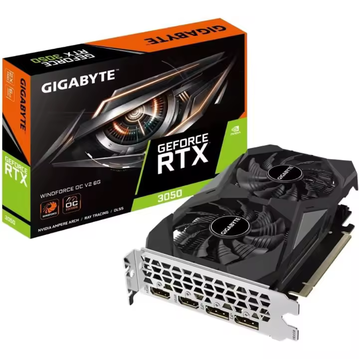 Gigabyte Tarjeta gráfica GeForce RTX 3050 WINDFORCE OC V2 6G, 2 Ventiladores WINDFORCE, 6 GB GDDR6 96 bits GDDR6, Tarjeta gráfica GV-N3050WF2OCV2-6GD - 1