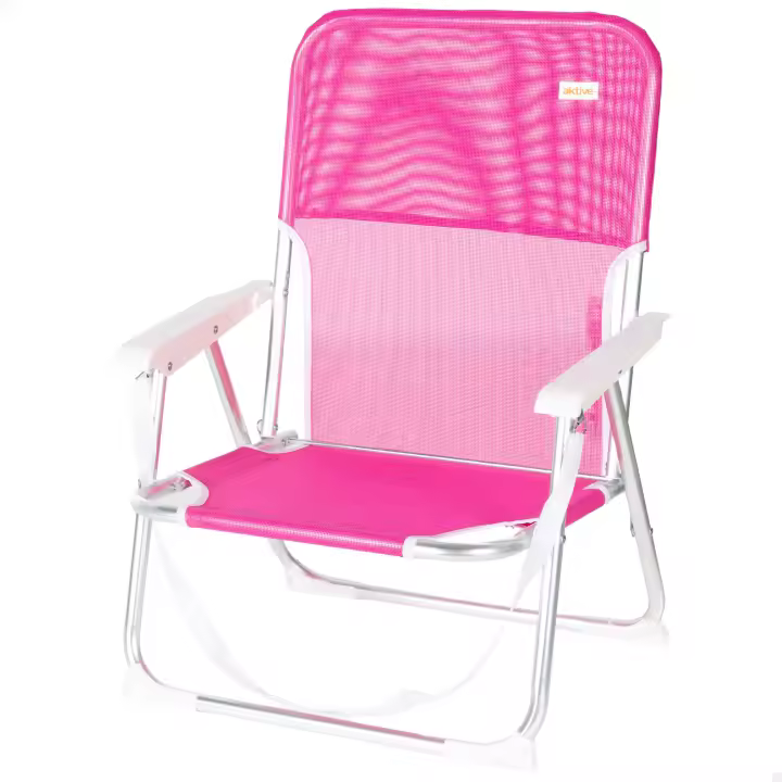 Aktive - Silla de playa plegable, posición fija, topes antivuelco, estructura aluminio, tejido textileno, asa transporte de hombro, sillas plegables, silla plegable camping, jardín - 1
