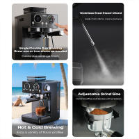 Cafetera todo en uno HiBREW H20 con molinillo integrado, extracción dual caliente y fría, presión de 20 bar, ajuste de molienda de 20 niveles, varilla de vapor para latte, depósito de agua de 1,4 L, control táctil inteligente - details 2