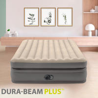 INTEX - Cama de aire Dura-Beam Prime Comfort Elevated, 152x203 cm, Fiber-Tech, plegado compacto, bolsa de almacenaje, peso máximo 272 kg, material flocado aterciopelado, 51 cm altura - details 1