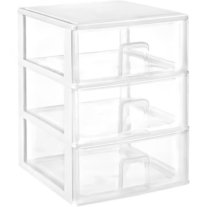 COM-FORT HOUSE Cajonera Apilable de Plástico Modelo Transparente Color Blanco Cajones de Almacenamiento Modular - 1