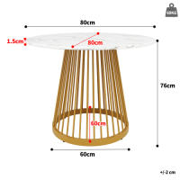 Ensemble de Calle à pesebre 5 pièces®RisingFF, 4 Chises, Plateau de Table en MDF or Blanc, chises de Calle à pesebre gris foncéEnsemble de Table à pesebre, 5 pièces, No 4 Chises, Ø 80 cm, O Blanc en MDF Noyer, Sillas en velours - details 1