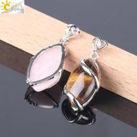 Colgante Clásico En Forma De Ojo De Caballo CSJA Con Piedras Naturales Pendiente De Plata Para Collares Unisex Joyería Moda - details 19
