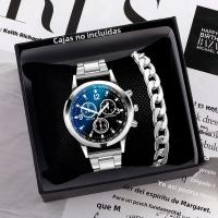 Reloj De Negocios Para Hombre Moda Con Correa De Acero Reloj De Cuarzo Con Bisagra (No Incluye Caja) Material De La Correa: Acero Inoxidable Marcadores De Numeros Arabes - details 0