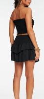 Conjunto de Mujer Dos Piezas, Top sin Tirantes y Falda con Volantes, Tejido Suave, Talla Única 36-40, Gris - details 2