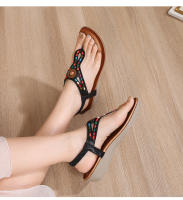 CA Sandalias de tacón de cuña huecas de gran tamaño 2025 con diamantes de imitación, zapatos bohemios cómodos para mujer, verano 363- - details 31