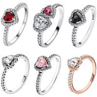 Anillo De Plata Esterlina 925 Tamaños 6 7 8 9 Para Mujer Con Diamantes Coloridos Corazón Regalo De San Valentín Cumpleaños Joyería DIY - details 1
