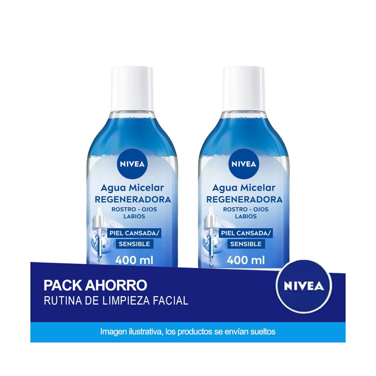 NIVEA Pack ahorro - Agua Micelar con Sérum Regeneradora 2 x 400ml