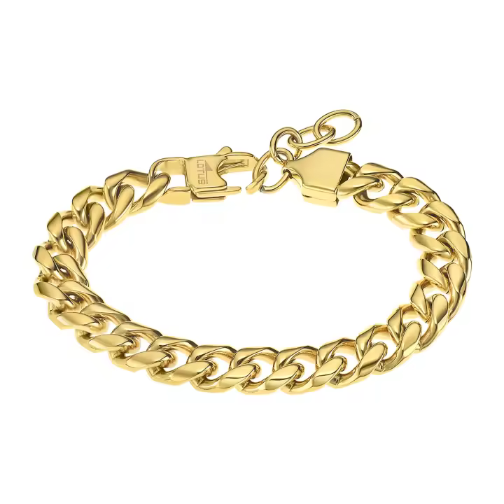 Pulsera Hombre Eslabones Grandes Dorados de Acero Lotus Style - 1