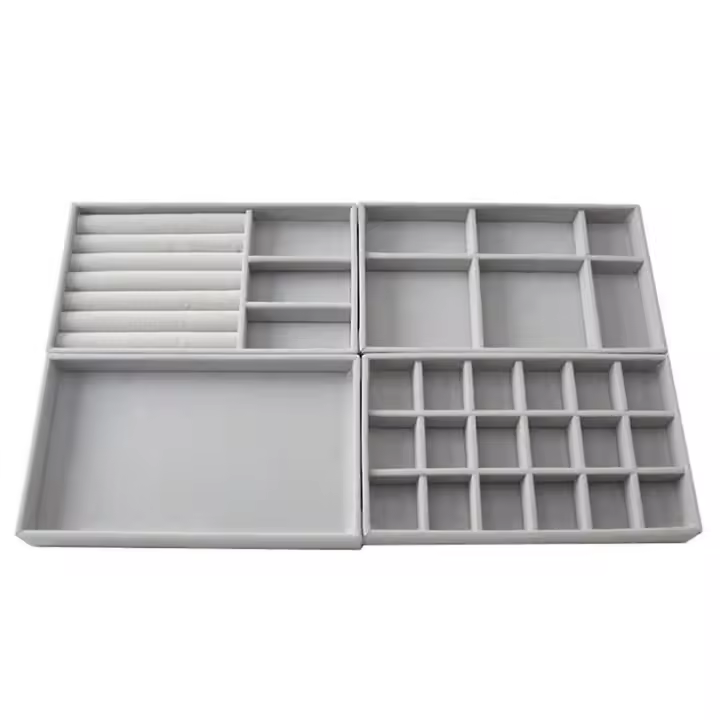 Juego de 4 cajas para guardar joyas, bandeja para joyas, apilables - 1