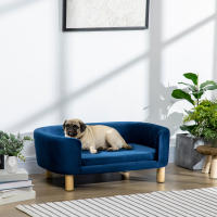 PawHut Sofá para Perros Pequeños, Cama para Perros Elevada con Patas de Madera, Cojín Desmontable y Funda Lavable, Carga 10 kg, 86x55x33 cm, Azul - details 1