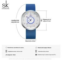Reloj De Pulsera De Cuarzo Para Mujer Shengke Azul Con Correa De Silicona Cómoda Diseño De Grande Dial 41mm Relogio Feminino Resistente Al Choque Y Agua - details 6