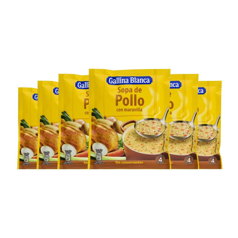 Sopa de pollo con maravilla Gallina Blanca 85 g pack de 6