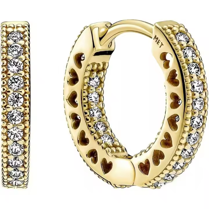 PANDORA Signature Pendientes de aro con forma de corazón y engaste pavé - 1